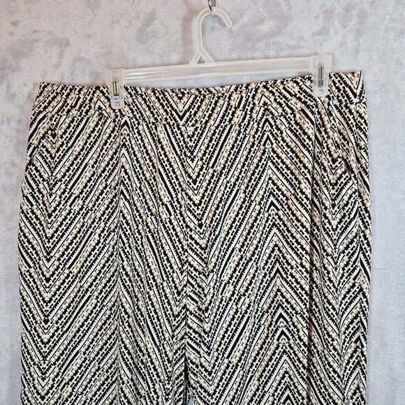 Lane Bryant 22/24  Print Wide-Leg Pants Elastic Waist Black White Career date - Picture 8 of 12